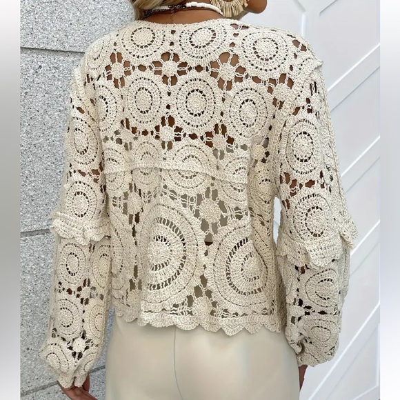 Guipure Lace Button Down Cardigan Sweater NWT Size XL NWT - Picture 3 of 4
